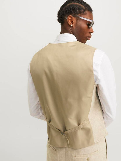 GILET - JACK&JONES JPRRIVIERA LINEN WAISTCOAT