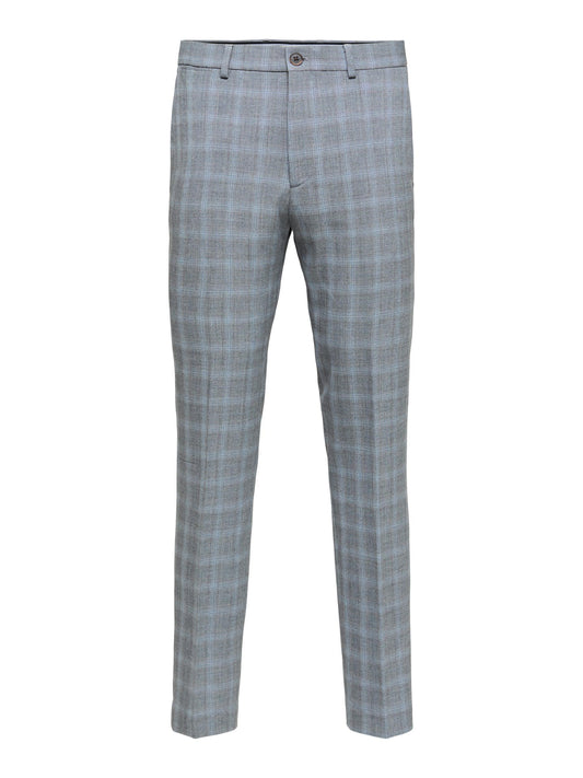 Pantalone Homme Slimliam Grey/Blue Check Trs Flex B Selected