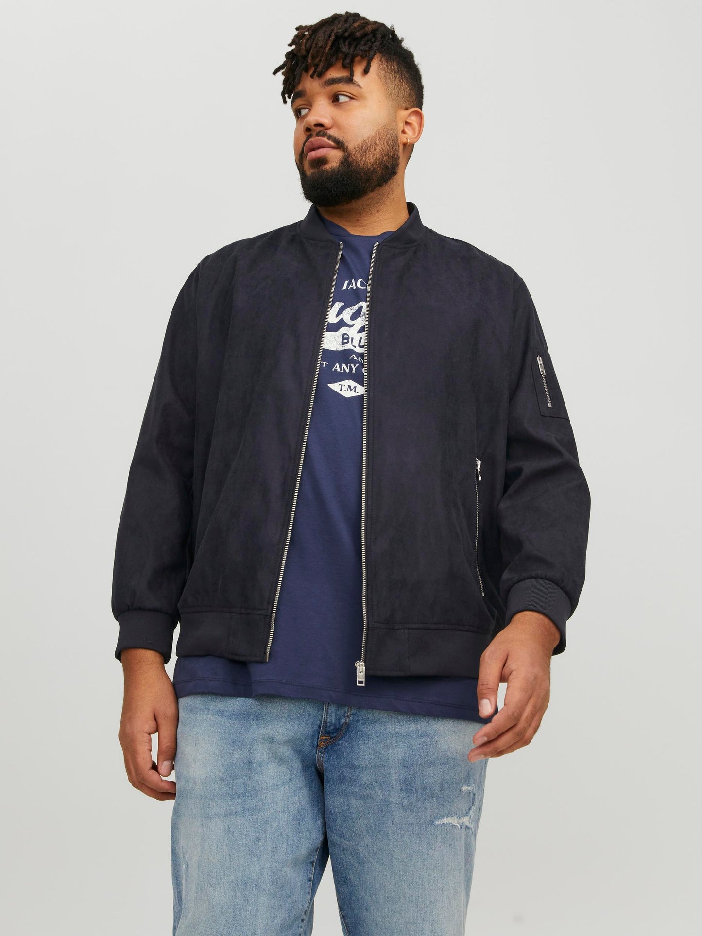 Giubbotto Jack & Jones Plus Jjerocky Faux Suede Bomber Pls Jack&Jones