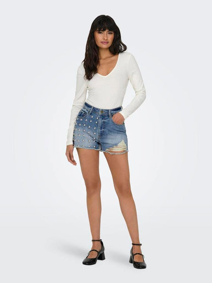 SHORTS - ONLY ONLHUNTER HW RW STUD DNM SHORTS GUO