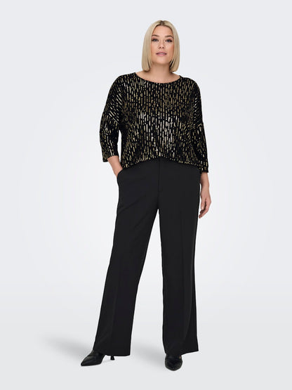 Only Carmakoma - Blusa - Donna curvy | carfoila 3/4 o-neck top jrs bf