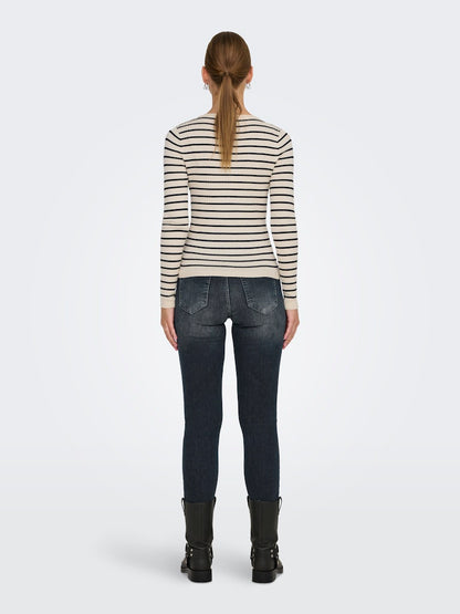 Only - Pullover - Donna | onlmila ls stripe button o-neck cc knt