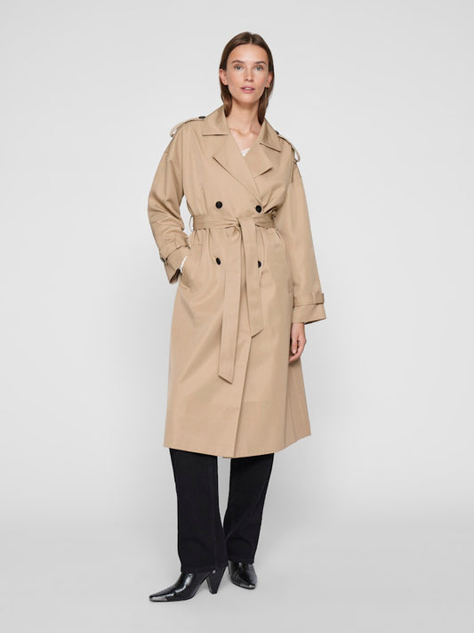 Vila - Trench - Donna | viaddison l/s  long trenchcoat - noos