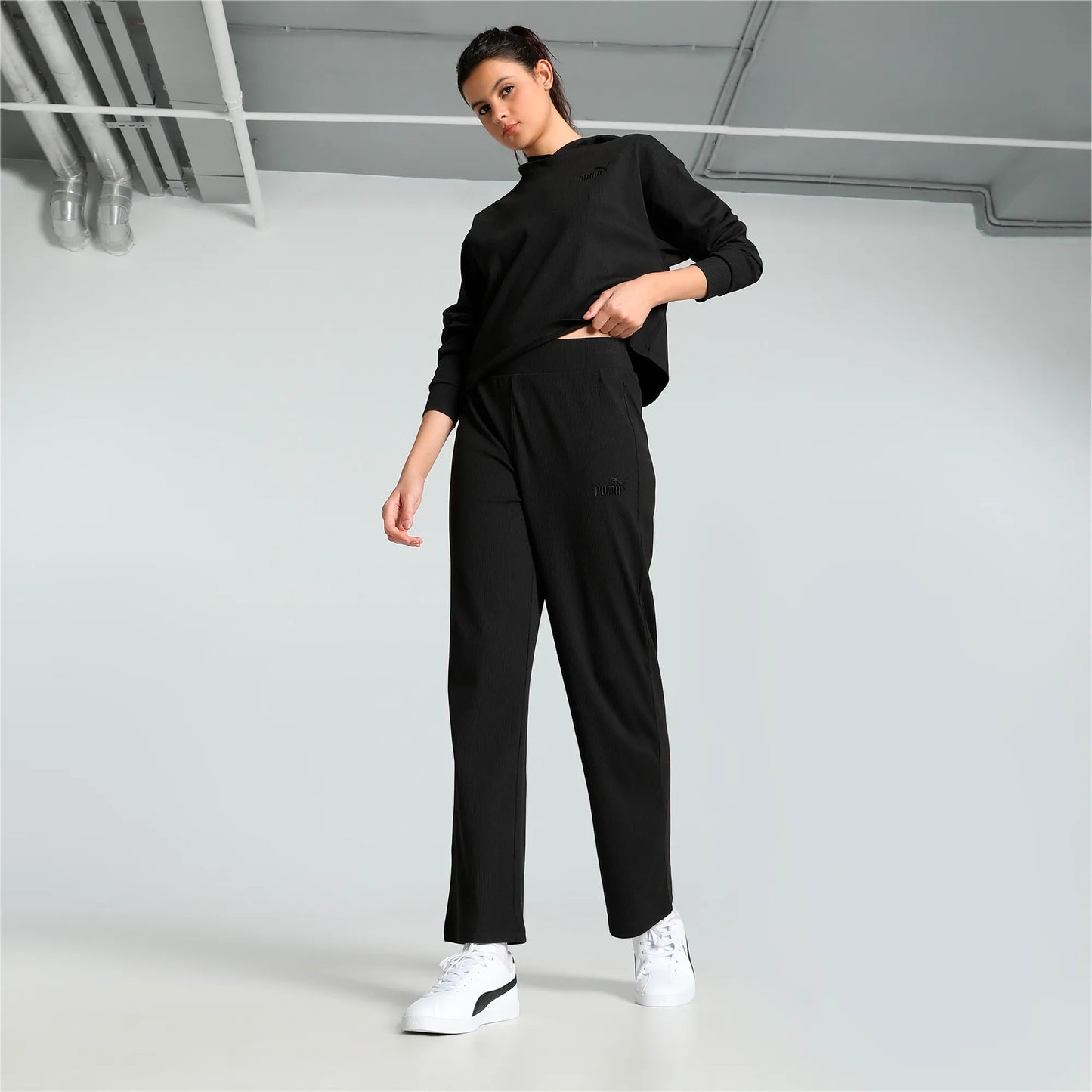 PANTALONE - PUMA PANTALONE ESS ELEVATED HIGH-WAIST STRAIGHT LEG PAN